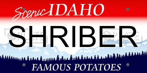 SHRIBER Idaho License Plate