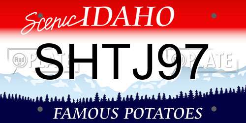 SHTJ97 Idaho License Plate
