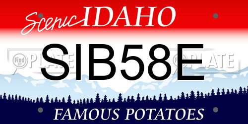 SIB58E Idaho License Plate