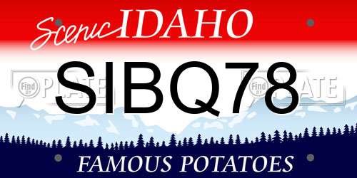SIBQ78 Idaho License Plate
