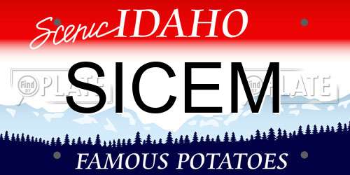 SICEM Idaho License Plate