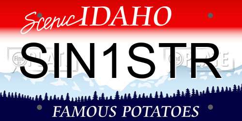 SIN1STR Idaho License Plate