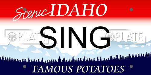 SING Idaho License Plate
