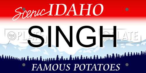 SINGH Idaho License Plate