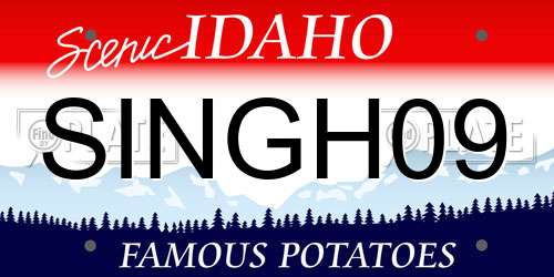 SINGH09 Idaho License Plate