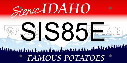 SIS85E Idaho License Plate