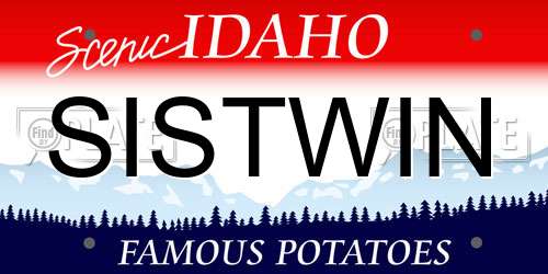SISTWIN Idaho License Plate