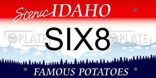 SIX8 Idaho License Plate