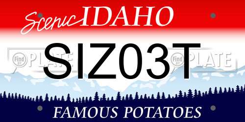 SIZ03T Idaho License Plate