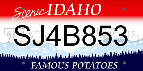SJ4B853 Idaho License Plate