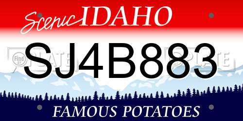 SJ4B883 Idaho License Plate