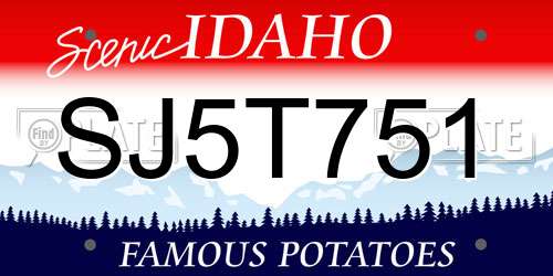SJ5T751 Idaho License Plate