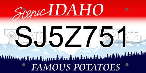 SJ5Z751 Idaho License Plate