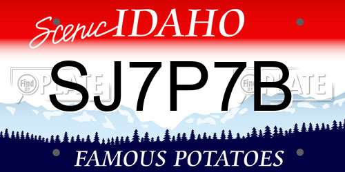 SJ7P7B Idaho License Plate