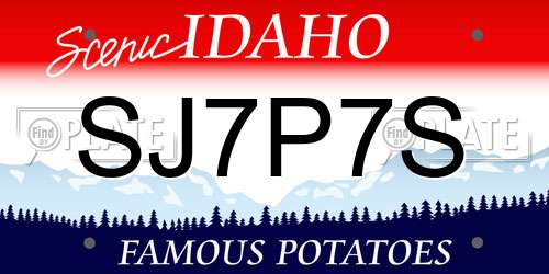 SJ7P7S Idaho License Plate