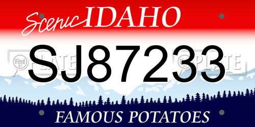 SJ87233 Idaho License Plate