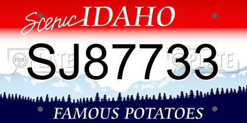 SJ87733 Idaho License Plate