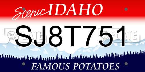 SJ8T751 Idaho License Plate