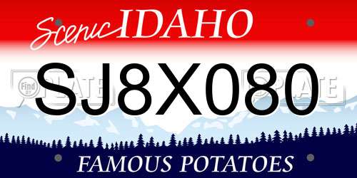 SJ8X080 Idaho License Plate