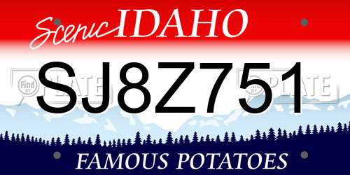 SJ8Z751 Idaho License Plate