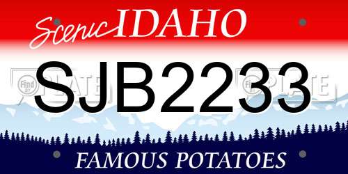 SJB2233 Idaho License Plate