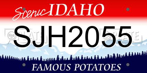 SJH2055 Idaho License Plate