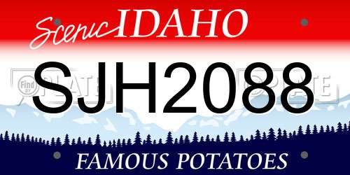 SJH2088 Idaho License Plate