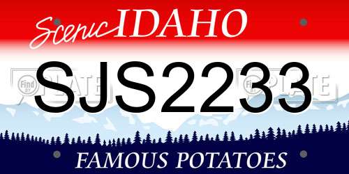 SJS2233 Idaho License Plate