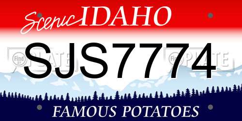 SJS7774 Idaho License Plate