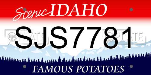 SJS7781 Idaho License Plate