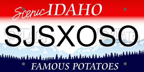 SJSXOSO Idaho License Plate