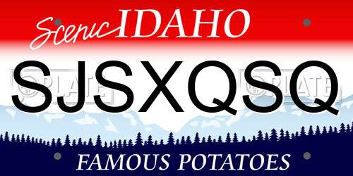SJSXQSQ Idaho License Plate