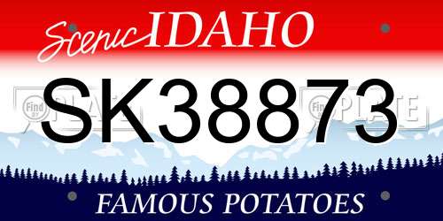 SK38873 Idaho License Plate