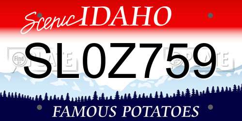 SL0Z759 Idaho License Plate