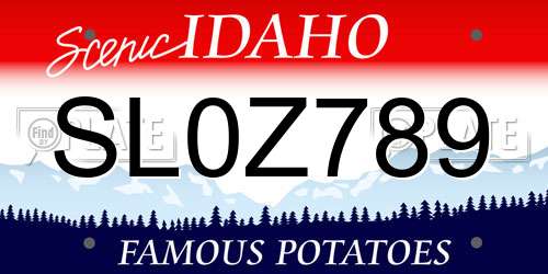 SL0Z789 Idaho License Plate