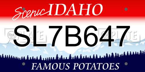 SL7B647 Idaho License Plate