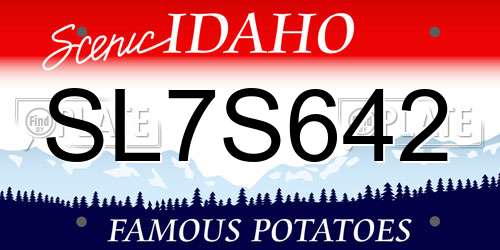 SL7S642 Idaho License Plate