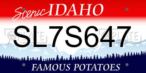 SL7S647 Idaho License Plate