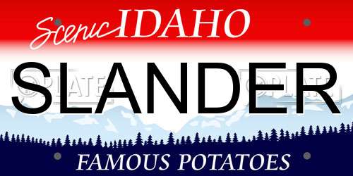 SLANDER Idaho License Plate