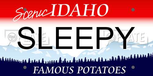 SLEEPY Idaho License Plate