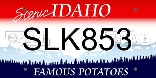SLK853 Idaho License Plate