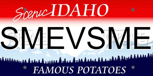 SMEVSME Idaho License Plate
