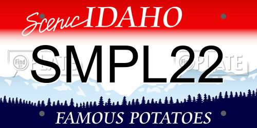 SMPL22 Idaho License Plate