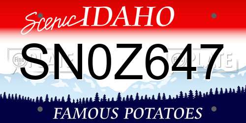 SN0Z647 Idaho License Plate