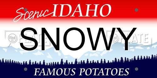 SNOWY Idaho License Plate