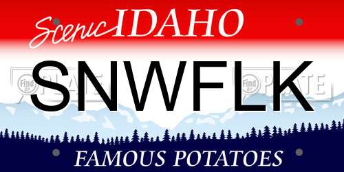 SNWFLK Idaho License Plate