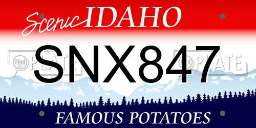 SNX847 Idaho License Plate