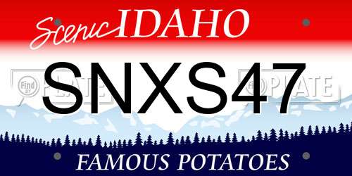 SNXS47 Idaho License Plate