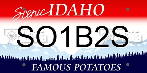 SO1B2S Idaho License Plate