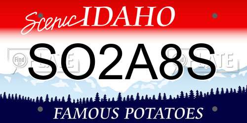 SO2A8S Idaho License Plate